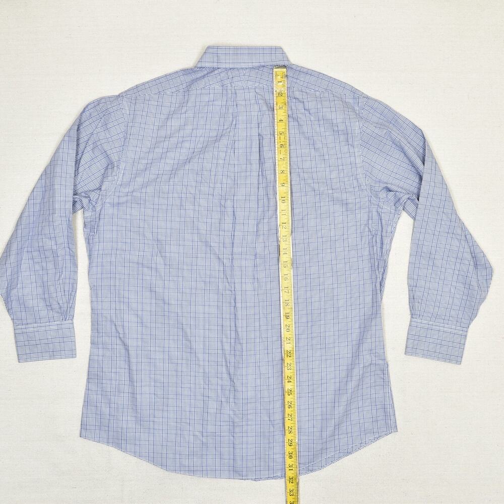 Brooks Brothers Men's Button Up Shirt Cotton Blue Size 17 - 2/3 Slim Fit No Iron - Picture 5 of 8